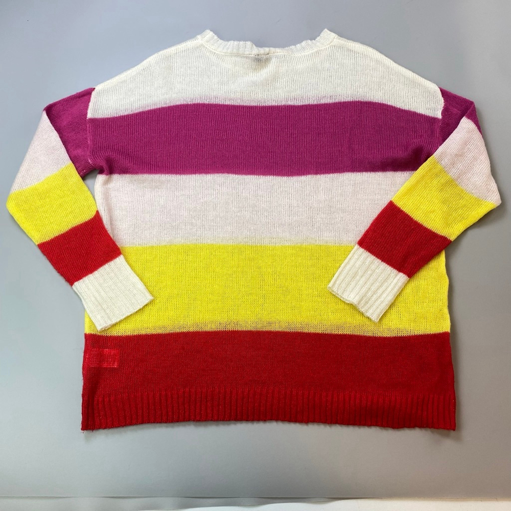 Moon & Madison Sweater Womens Medium Striped Color Block Indie Bright Soft Thin - Picture 2 of 14